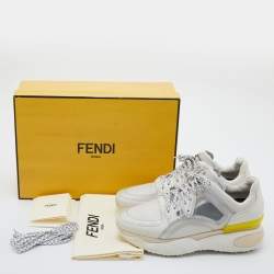 Pre Owned Fendi White Leather and Mesh Chunky Low Top Sneakers Size 40