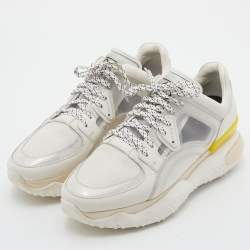 Pre Owned Fendi White Leather and Mesh Chunky Low Top Sneakers Size 40