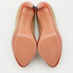 Pre Owned Fendi Light Brown Leather Double Platform Pumps Size 38.5