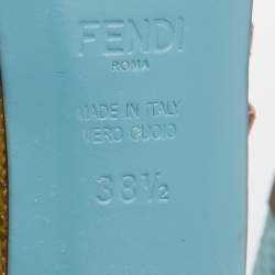 Pre Owned Fendi Brown Leather T-Bar Strappy Platform Sandals Size 38.5