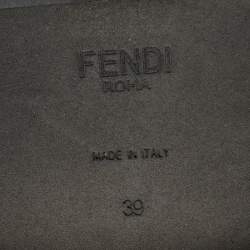 Pre Owned Fendi Black Leather Embellished Buckle Ankle Boots Size 39