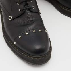 Pre Owned Fendi Black Leather Embellished Buckle Ankle Boots Size 39