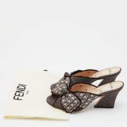 Fendi Brown Fabric Knotted Slide Sandals Size 38.5