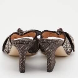 Fendi Brown Fabric Knotted Slide Sandals Size 38.5