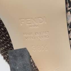 Fendi Brown Fabric Knotted Slide Sandals Size 38.5