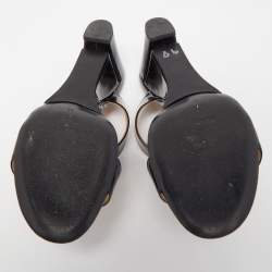 Fendi Black Patent Leather Wedge Slide Sandals Size 41