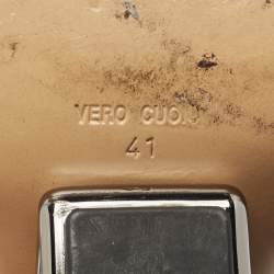 Pre Owned Fendi  Tri Color Leather and Watersnake Leaather Firts F Strappy Sandals Size 41