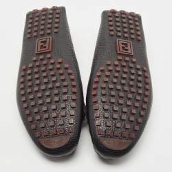 Pre Owned Fendi Black/Burgundy Leather Monster Eye Loafers Size 40