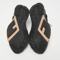 Pre Owned Fendi Black/Peach Suede and Nylon Flow Low Top Sneakers Size 39