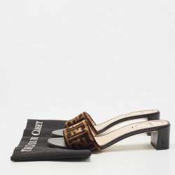 Fendi Two Tone Zucca Velvet Slide Sandals Size 39