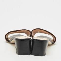 Fendi Two Tone Zucca Velvet Slide Sandals Size 39