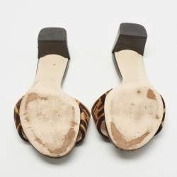 Fendi Two Tone Zucca Velvet Slide Sandals Size 39
