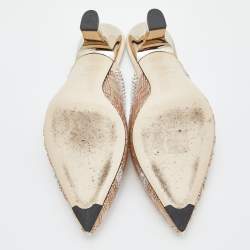 Pre Owned Fendi Pink Mesh Crystal Embellished Colibrì Pointed Toe Mules Size 38.5