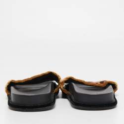 Pre Owned Fendi Tricolor Zucca Velvet Flat Slides Size 39