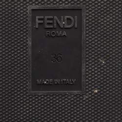Fendi Black/White Leather Wedge Platform Slide Sandals Size 36