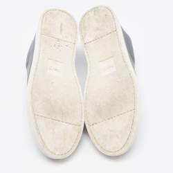 مملوكة مسبقًا Fendi Grey Leather Rockoko Slip On Sneakers Size 39