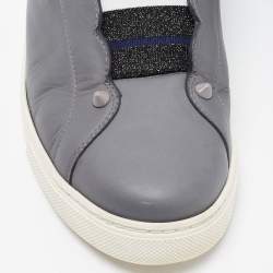 مملوكة مسبقًا Fendi Grey Leather Rockoko Slip On Sneakers Size 39