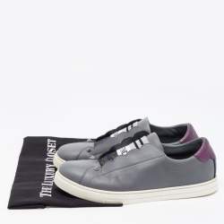مملوكة مسبقًا Fendi Grey Leather Rockoko Slip On Sneakers Size 39