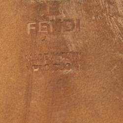 Pre Owned Fendi Brown Zucca Canvas Logo Buckle Flat Slides Size 41