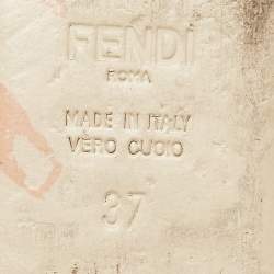 Pre Owned Fendi Black/Brown Zucca Velvet Slide Flats Size 37