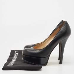 Pre Owned Fendi Black Leather Fendista Platform Pumps Size 36