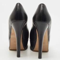 Pre Owned Fendi Black Leather Fendista Platform Pumps Size 36