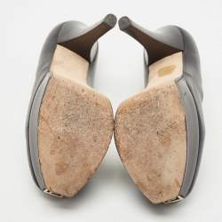 Pre Owned Fendi Black Leather Fendista Platform Pumps Size 36