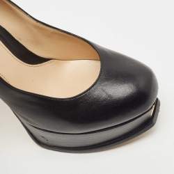 Pre Owned Fendi Black Leather Fendista Platform Pumps Size 36