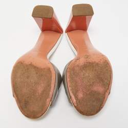 Pre Owned Fendi Tri Color Patent Leather Slide Sandals Size 37.5