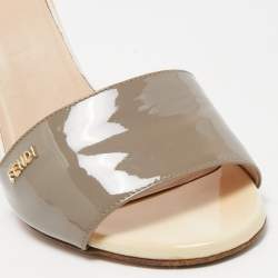 Pre Owned Fendi Tri Color Patent Leather Slide Sandals Size 37.5