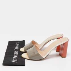 Pre Owned Fendi Tri Color Patent Leather Slide Sandals Size 37.5