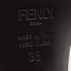 Pre Owned Fendi Brown Zucca Coated Canvas and Leather Motif Logo Ankle Strap Sandals Size 38