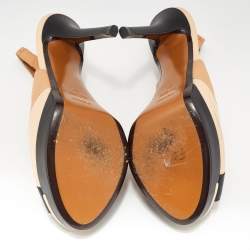 Pre Owned Fendi Multicolor Leather Color Block Peep Toe Slingback Sandals Size 37