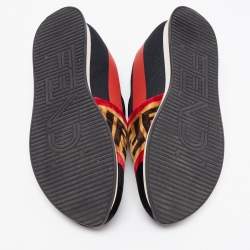 Pre Owned Fendi Multicolor Velvet and Fabric Runaway Sneakers Size 36