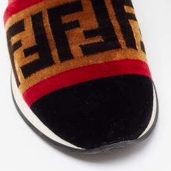 Pre Owned Fendi Multicolor Velvet and Fabric Runaway Sneakers Size 36