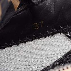 Pre Owned Fendi Black/Peach Suede and Nylon Flow Sneakers Size 37