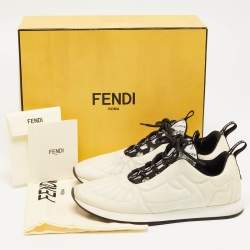 Pre Owned Fendi White Nylon FFreedom Low Top Sneakers Size 37.5