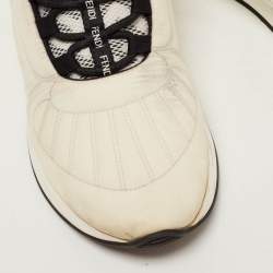 Pre Owned Fendi White Nylon FFreedom Low Top Sneakers Size 37.5