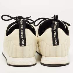 Pre Owned Fendi White Nylon FFreedom Low Top Sneakers Size 37.5