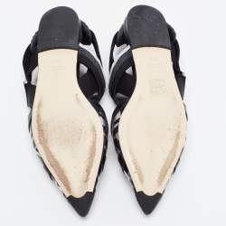 Pre Owned Fendi Black PVC and Leather Colibri Slingback Flats Size 36.5