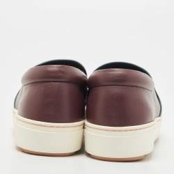 Pre Owned Fendi Tricolour Leather Monster Slip On Sneakers Size 37