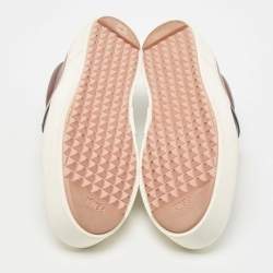 Pre Owned Fendi Tricolour Leather Monster Slip On Sneakers Size 37