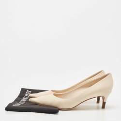 Pre Owned Fendi Beige Leather Pointed Toe Pumps Size 36