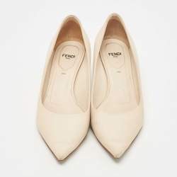 Pre Owned Fendi Beige Leather Pointed Toe Pumps Size 36