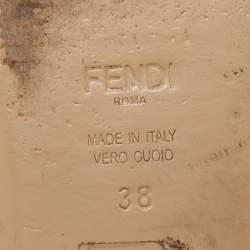 Pre Owned Fendi  Metallic Silver Leather Flowerland Flat Slides Size 38