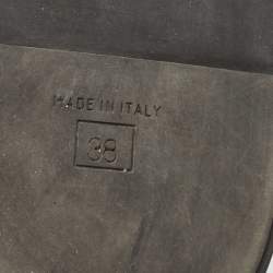 Pre Owned Fendi Black/Pink Leather and Fabric Studded Logo Flat Slides Size 38