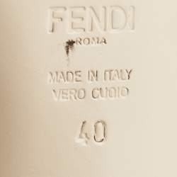 Pre Owned Fendi Brown Velvet FF Logo Slide Sandals Size 40