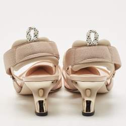 Pre Owned Fendi Beige Canvas and Mesh Colibri Pumps Size 40