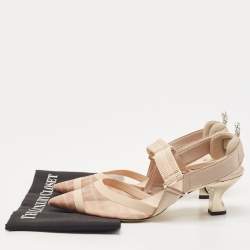 Pre Owned Fendi Beige Canvas and Mesh Colibri Pumps Size 40