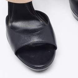 Pre Owned Fendi Tricolor Leather and Python Embossed Ankle Strap Platform Sandals  Size 38